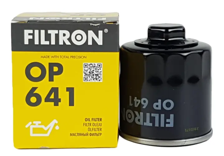 Filtr oleju Filtron OP 641 i jego opakowanie.