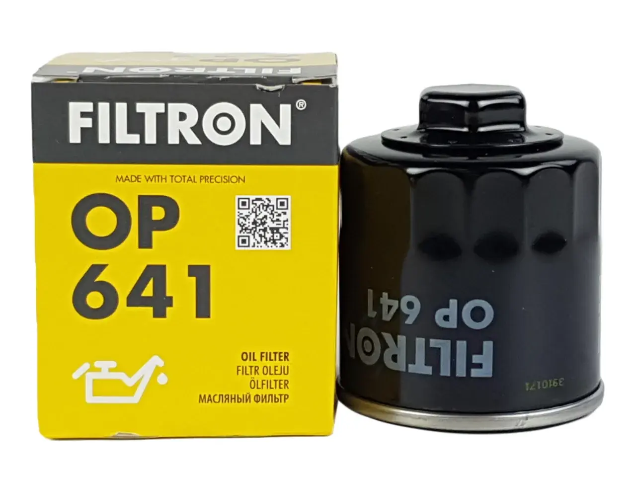 Filtr oleju Filtron OP 641 i jego opakowanie.
