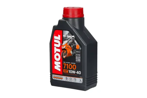 Olej Motul 7100 10W-40 to w pełni syntetyczny olej do motocykli 4T, idealny do jazdy drogowej i terenowej.